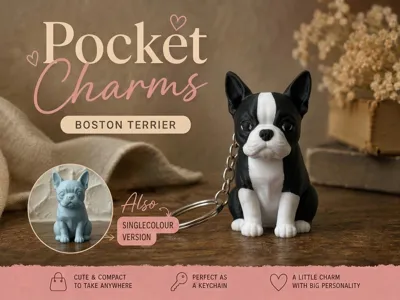 Llavero memorial Boston Terrier impreso en 3D