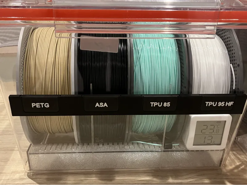 Filament storage label holder for Stylox