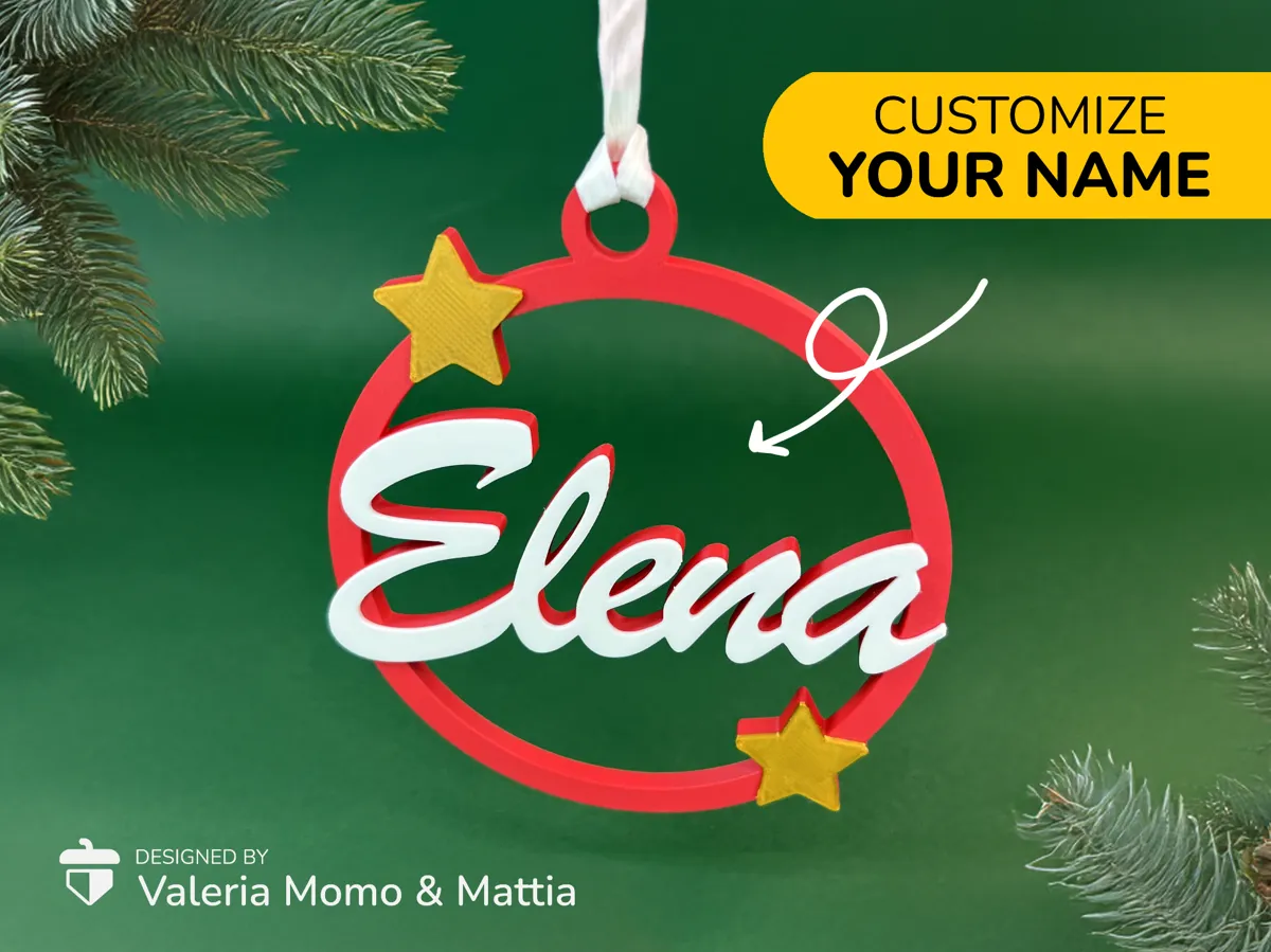 Christmas Decoration (#1) Your Name, Gift by Valeria Momo & Mattia MakerWorld: Download Free 3D Models - 3D model önizlemesi