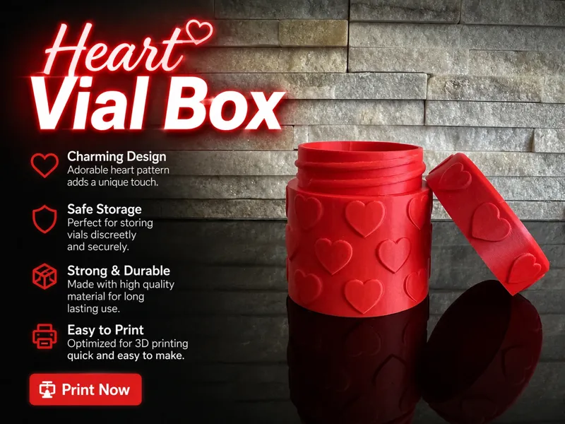 Heart Vial Storage Box Container Peptide Bottles