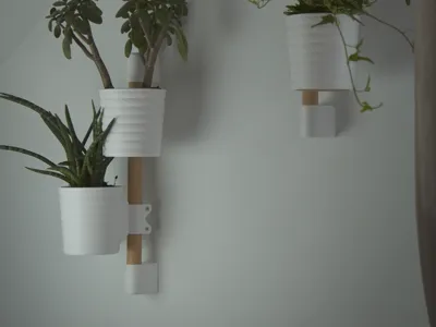WOODEN DOWEL WALL RACK - PLANT HANGER