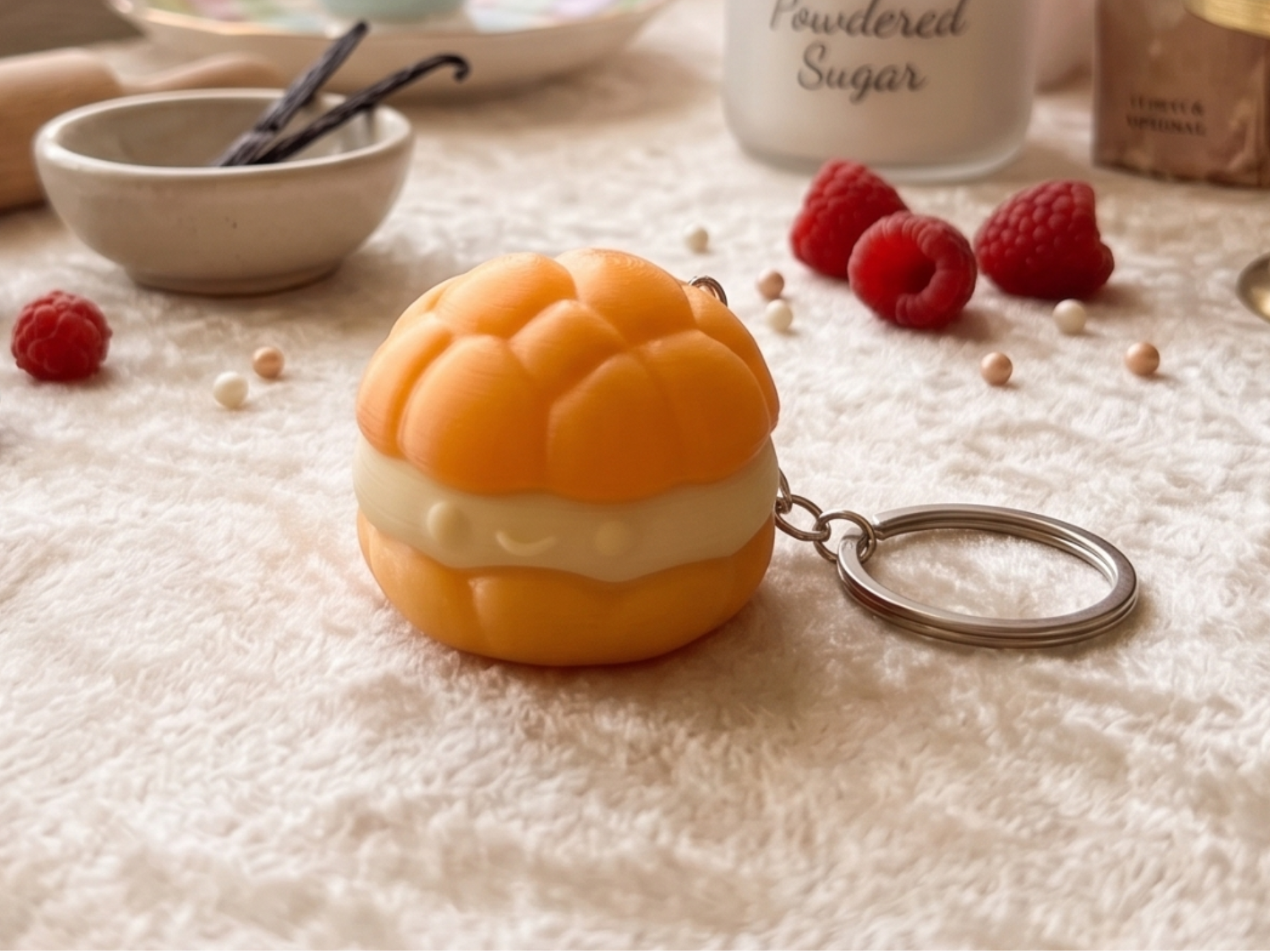 Chibi Cream Puff Keychain