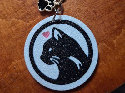 Cute Cat with heart Keychain