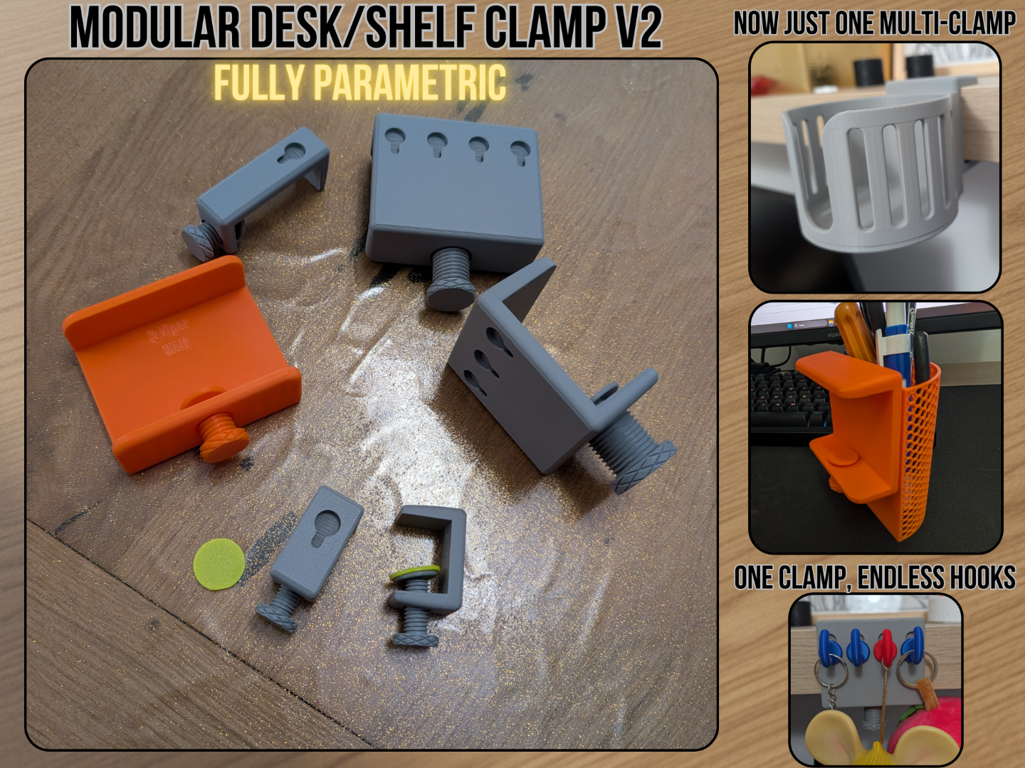 Parametric Modular Desk/Shelf Clamp