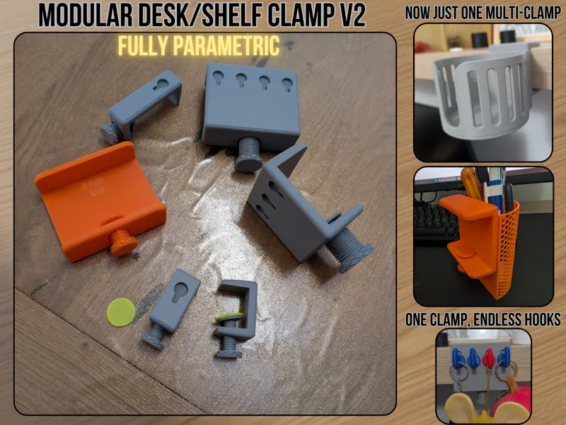 Parametric Modular Desk/Shelf Clamp