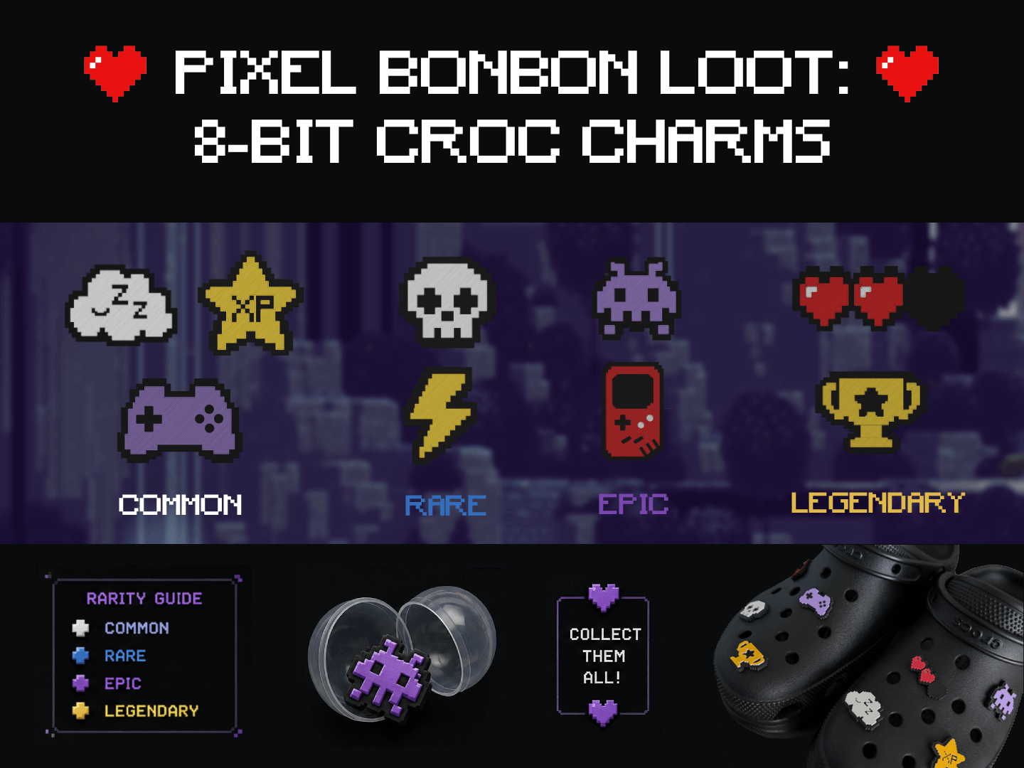 BONBON Pixel Loot – 8-Bit Crocs Croc Gaming Charms