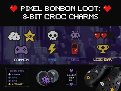 BONBON Pixel Loot – 8-Bit Crocs Croc Gaming Charms