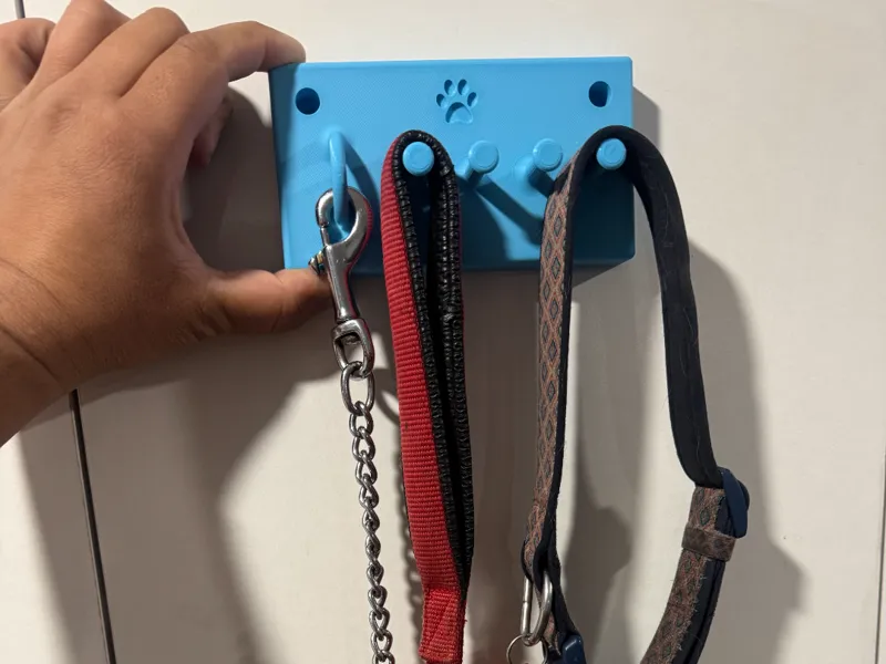 Pet Leash and Collar Wall Hanger + Snap Hook Loop