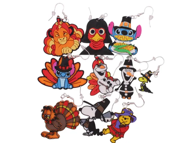 Thanksgiving Earrings Characters 2 - assorted