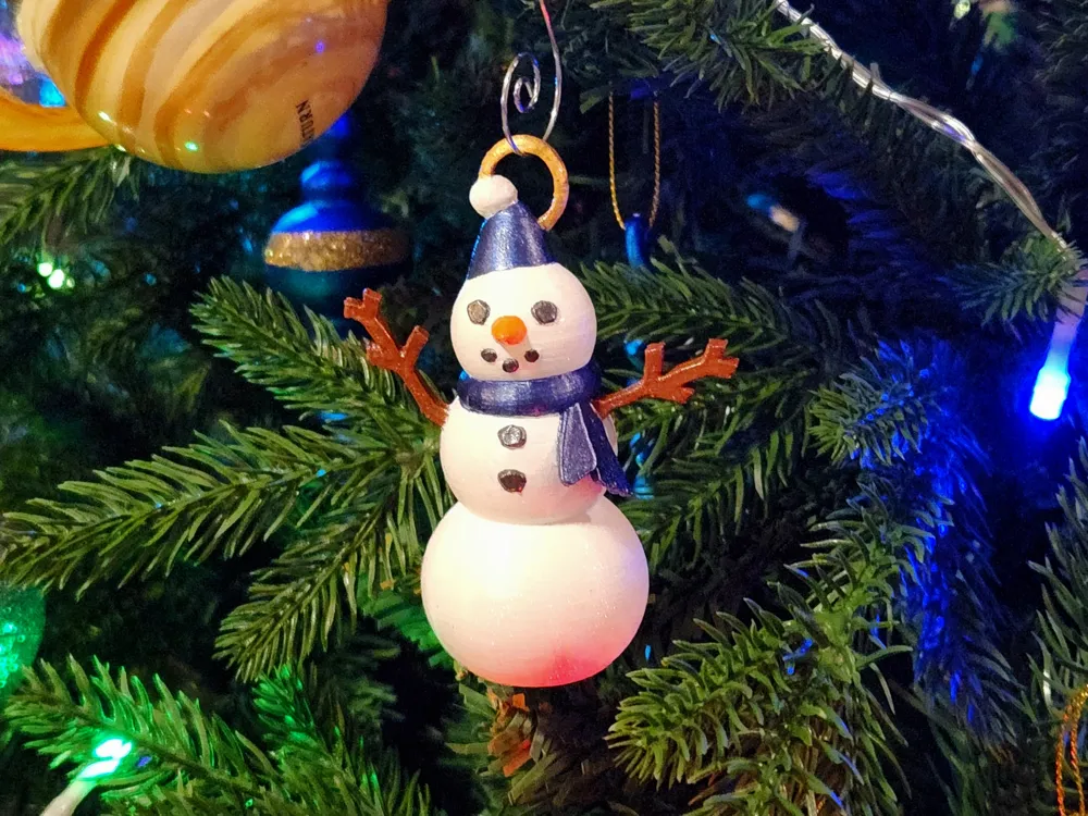 Snowman Christmas Tree Ornament - Free 3D Print Model - MakerWorld