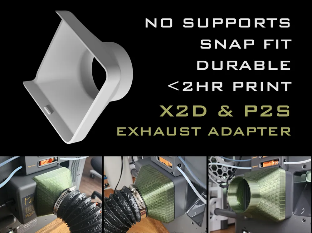 Adaptador: X2D & P2S EXHAUST ADAPTER. Referencia del modelo original.