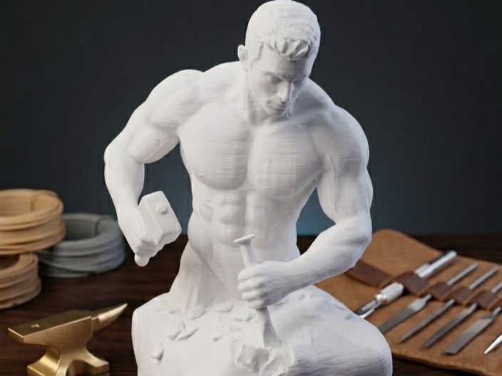 Escultura hombre musculoso cincelado