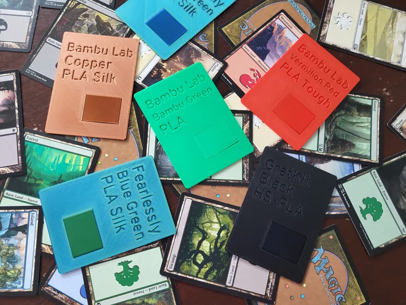 Trading Card Sized Filament Swatches