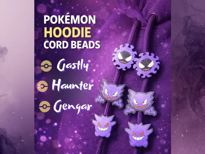 Pokemon-Gastly, Haunter, Gengar (Drawstring Beads)