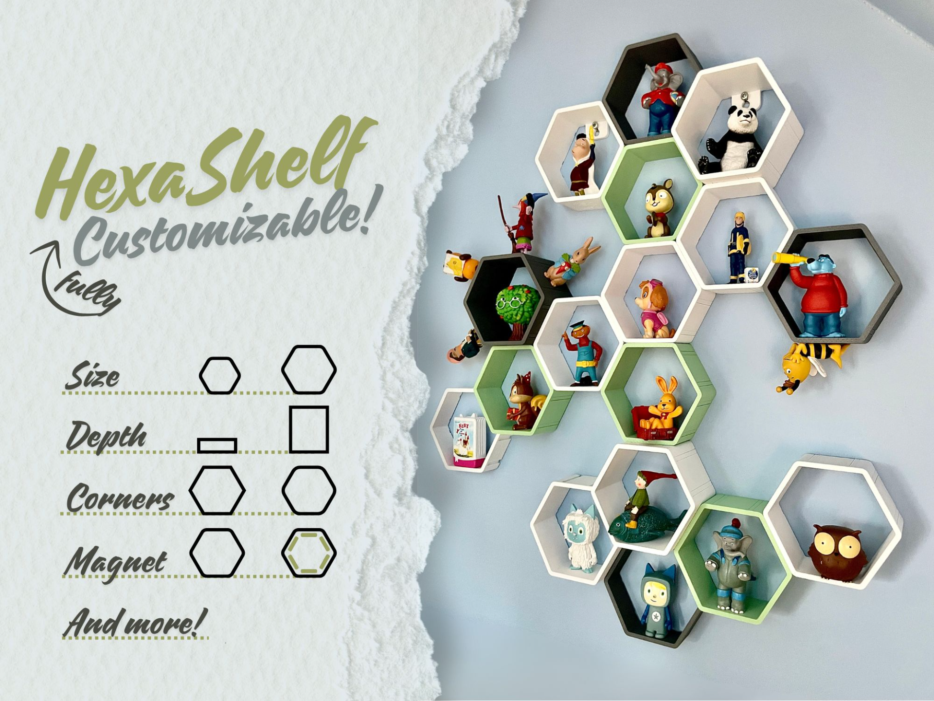 HexaShelf - Customizable hexagon shelf system