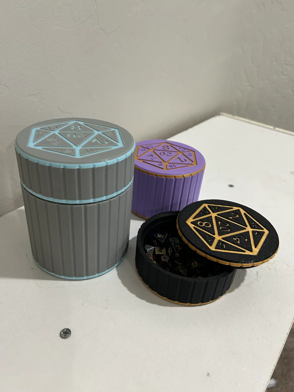 DND Dice and Miniature Storage With Screw On Lid Remixed by Xevinf