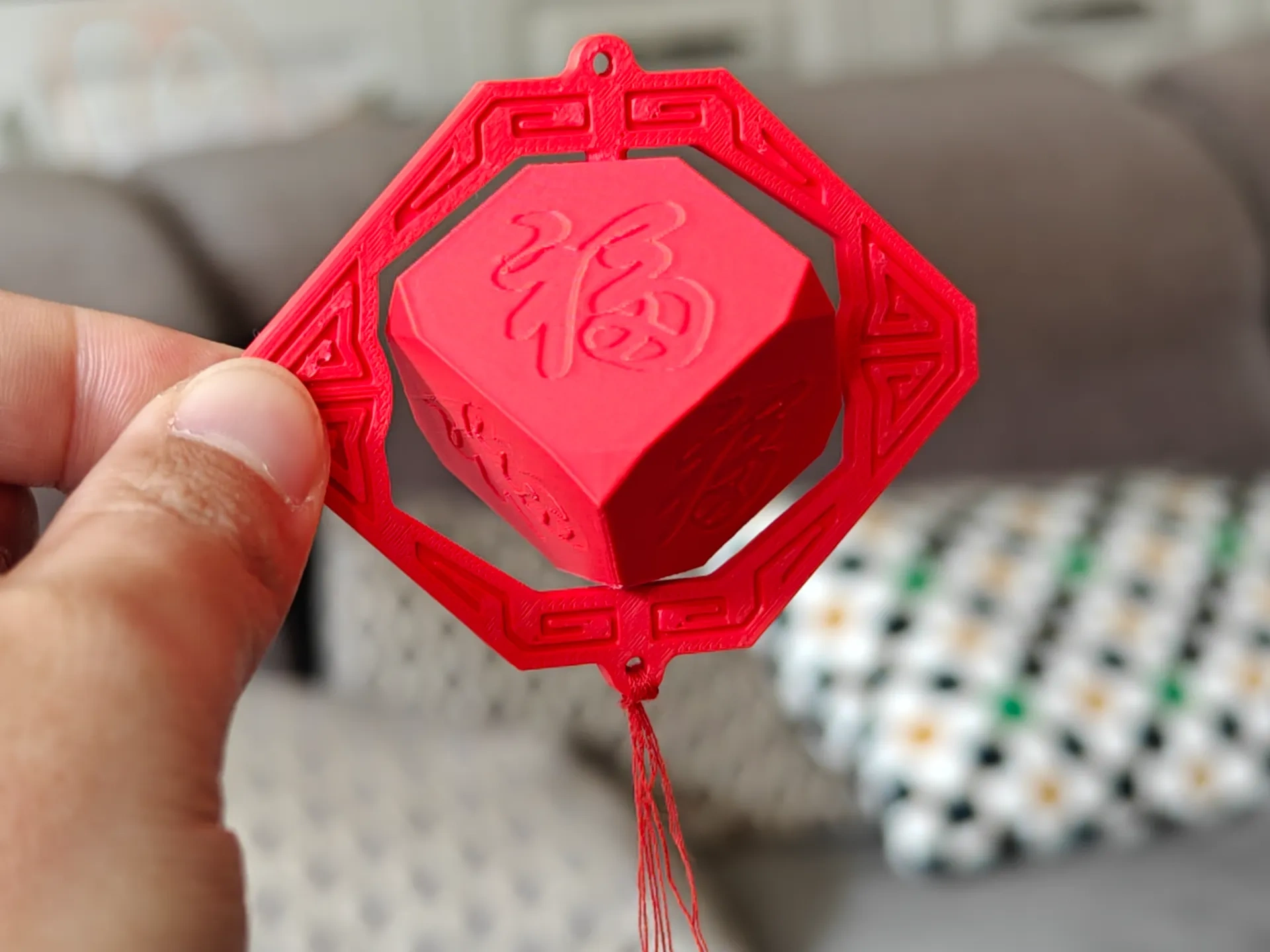 旋转六福灯笼挂件
