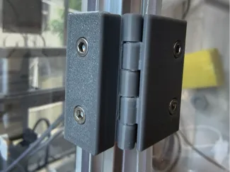 A1封箱-欧标1515铝型材门板合页-配套2个M3*10杯头螺丝+5.4mm厚1.8mm六角薄螺母