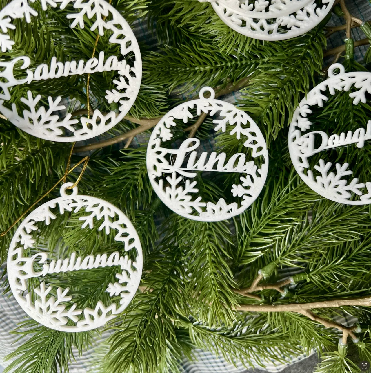 Customizable Snowflake Christmas Ornament view 3