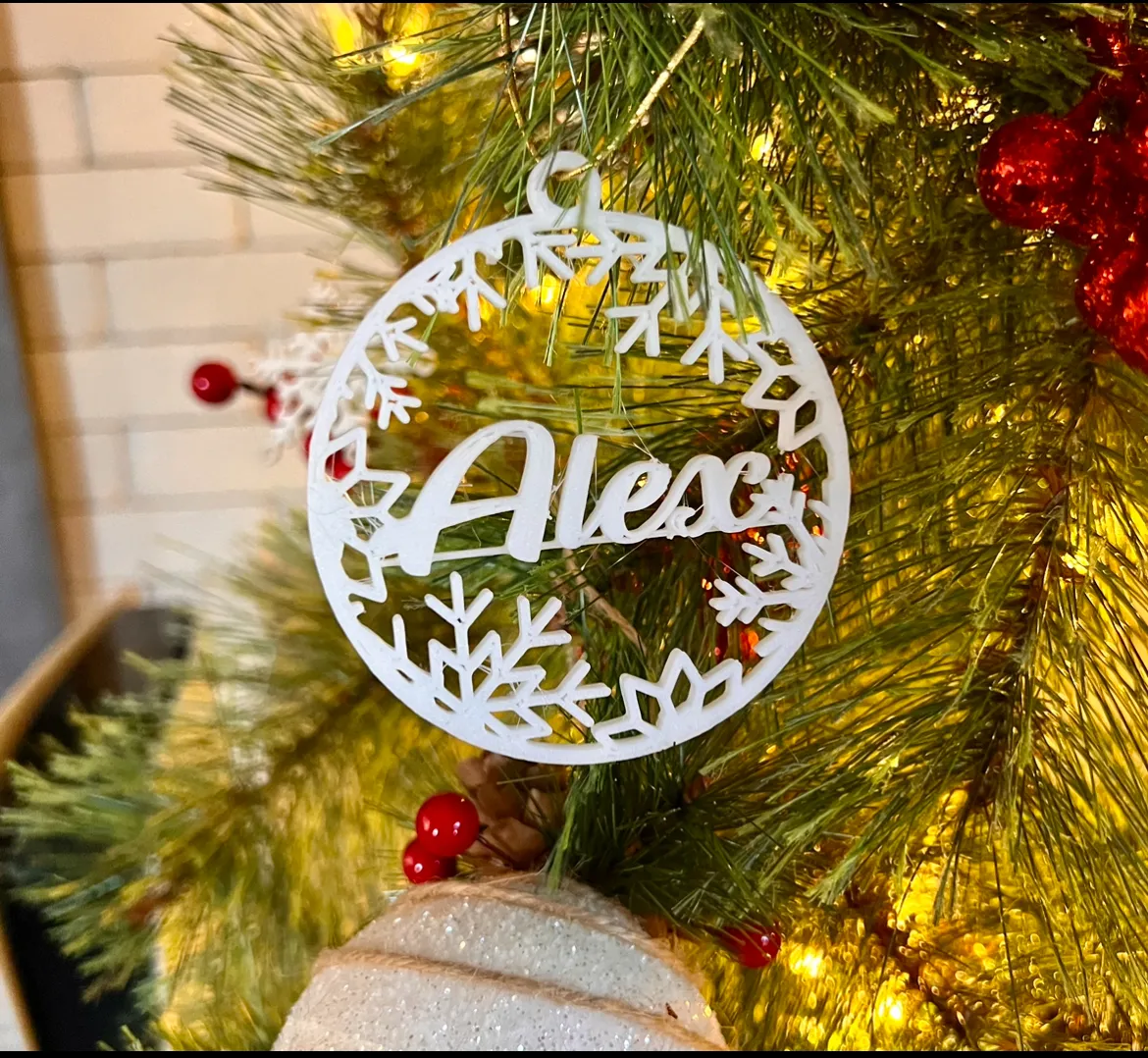 Customizable Snowflake Christmas Ornament view 2