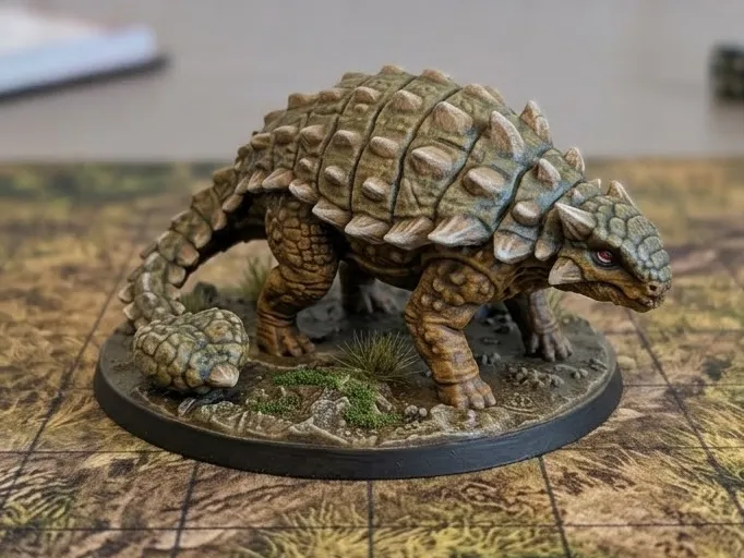 Figura decorativa: DnD Ankylosaurus dinosaur miniature. Referencia del modelo original.