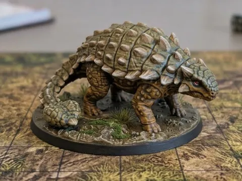 Figura decorativa: DnD Ankylosaurus dinosaur miniature — referencia de MakerWorld