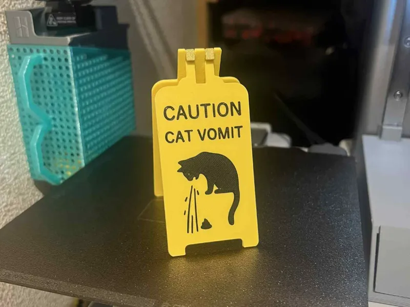 Caution Cat Vomit – MiniWarningSign for CatOwners 