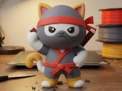 Cartoon Cat Ninja Figurine