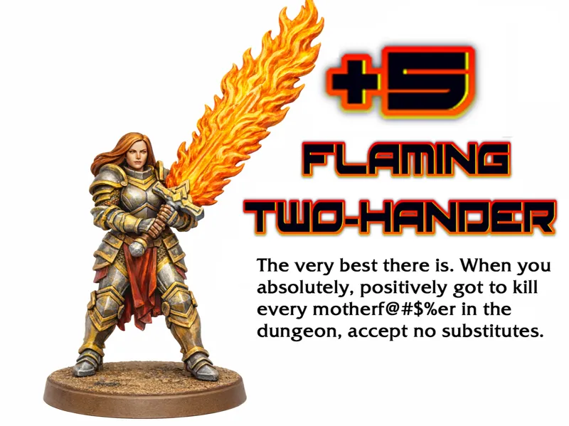 Female Knight with a +5 Flamining Two-Hander
