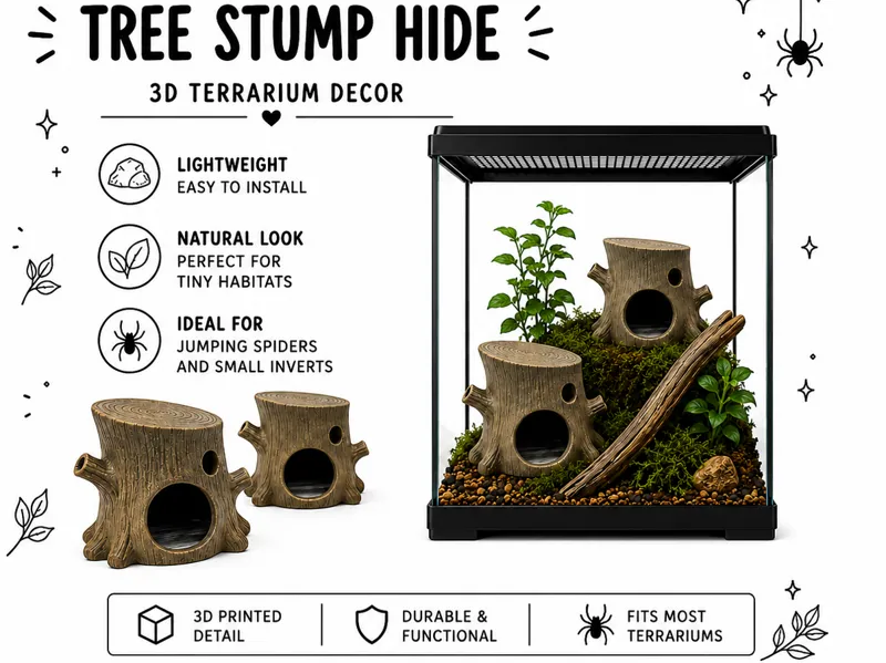 Rustic Tree Stump Hide for Terrariums