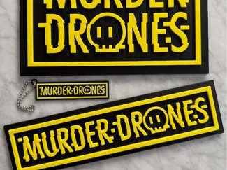 Murder Drones signs, keychain & stand