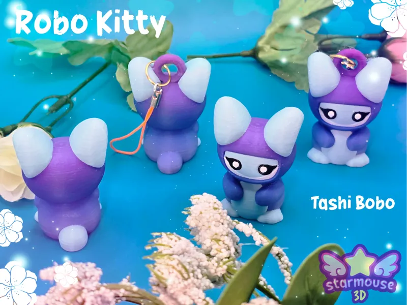 Robo Kitty Tashi Bobo Keychain Charm