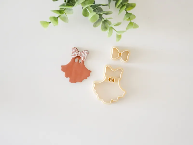 Ghost with Bow Polymer Clay Cutter Set