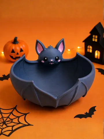Modelo para impresión 3D: Cute Bat Bowl – Spooky Trinket & Candy Dish — vista de referencia 2