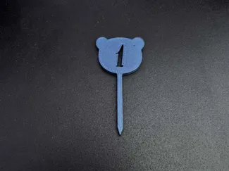 Cute Bear Number 1 Cupcake Topper