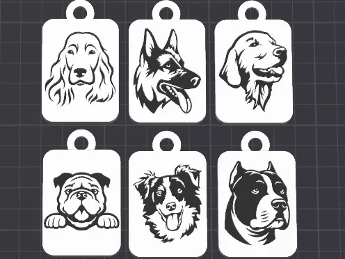dogs set 3 keychains/charms(free commercial) by dominator334 MakerWorld: Download Free 3D Models - 3D model önizlemesi