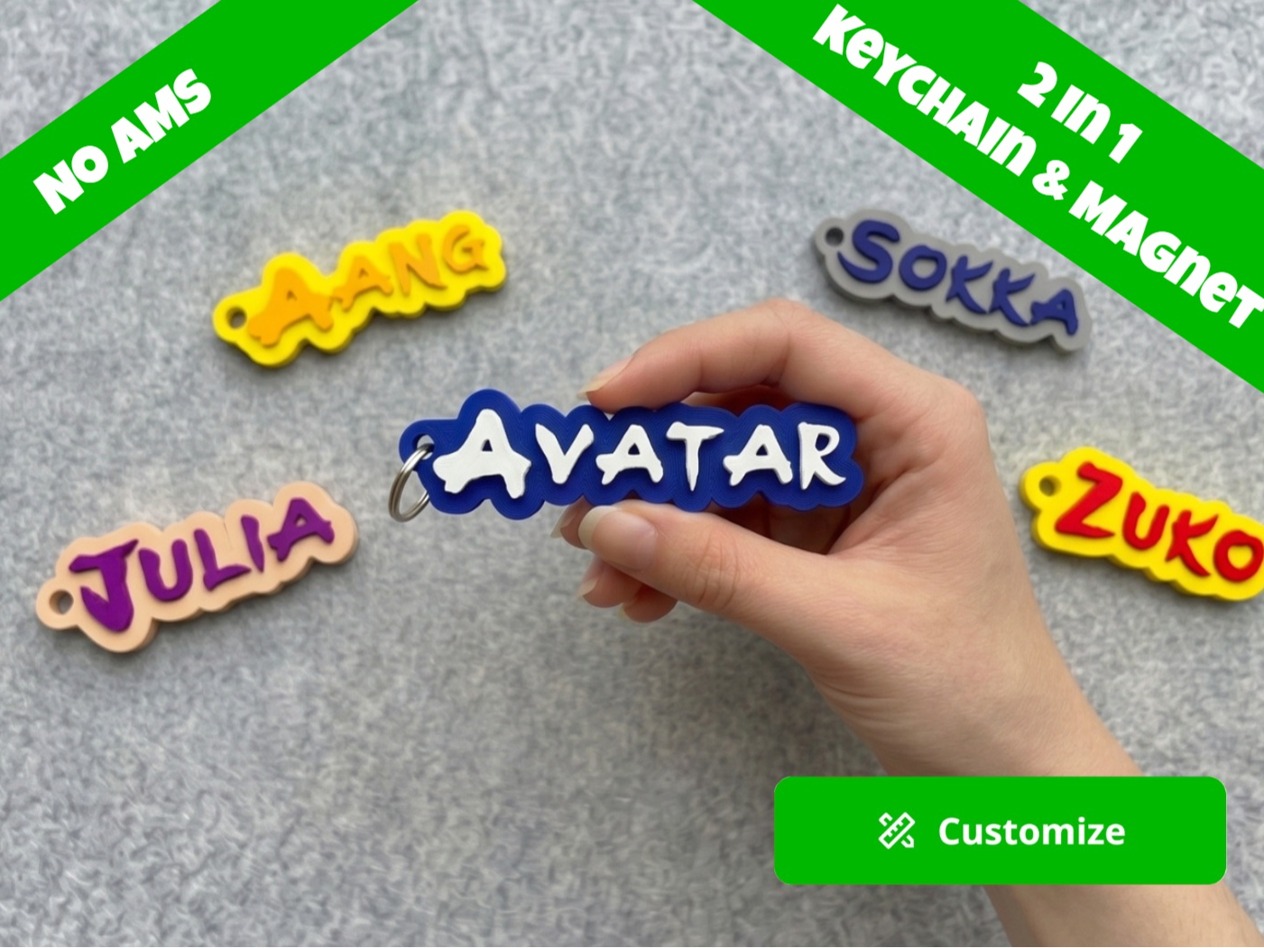Avatar Last Airbender font name keychain & magnet
