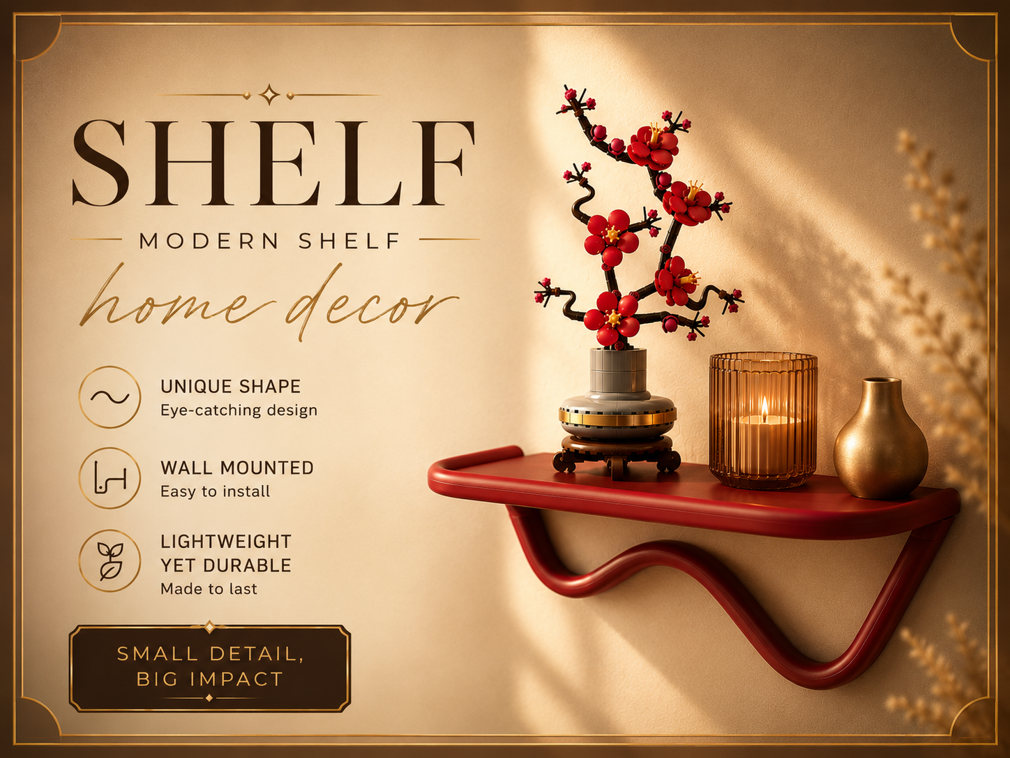 Modern Wave Wall Shelf, Home Decor