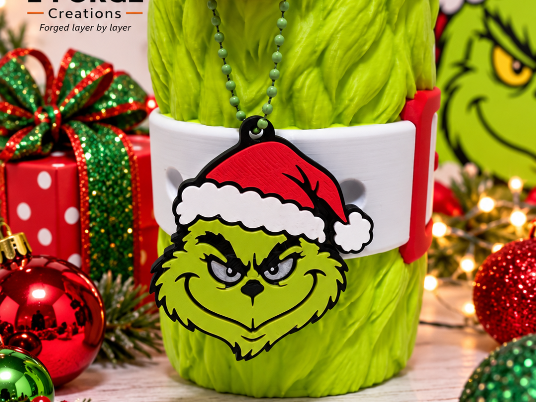 Grinch Santa Hat Keychain - 1