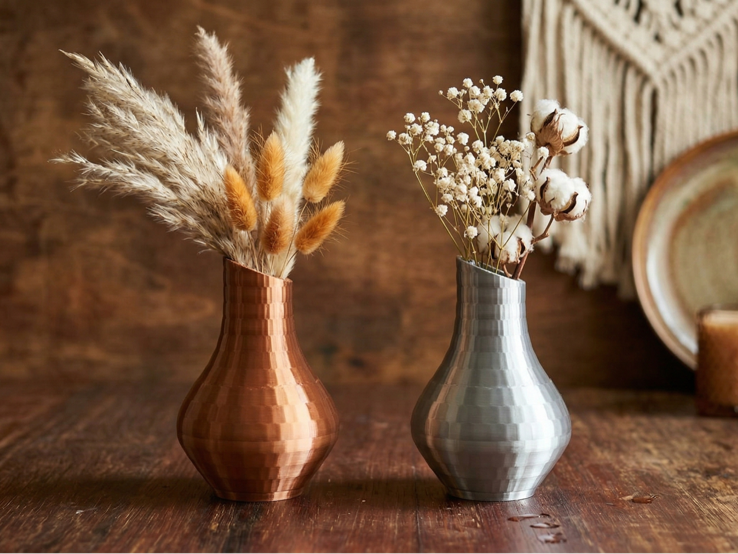 Modern Faceted Metallic Boho Vase