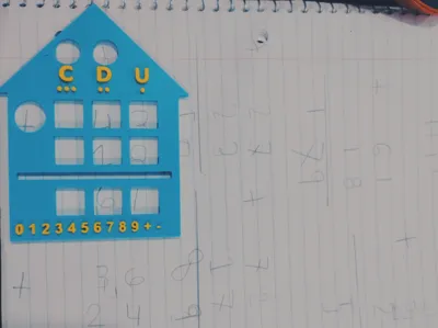 Addition and subtraction house, two colors.