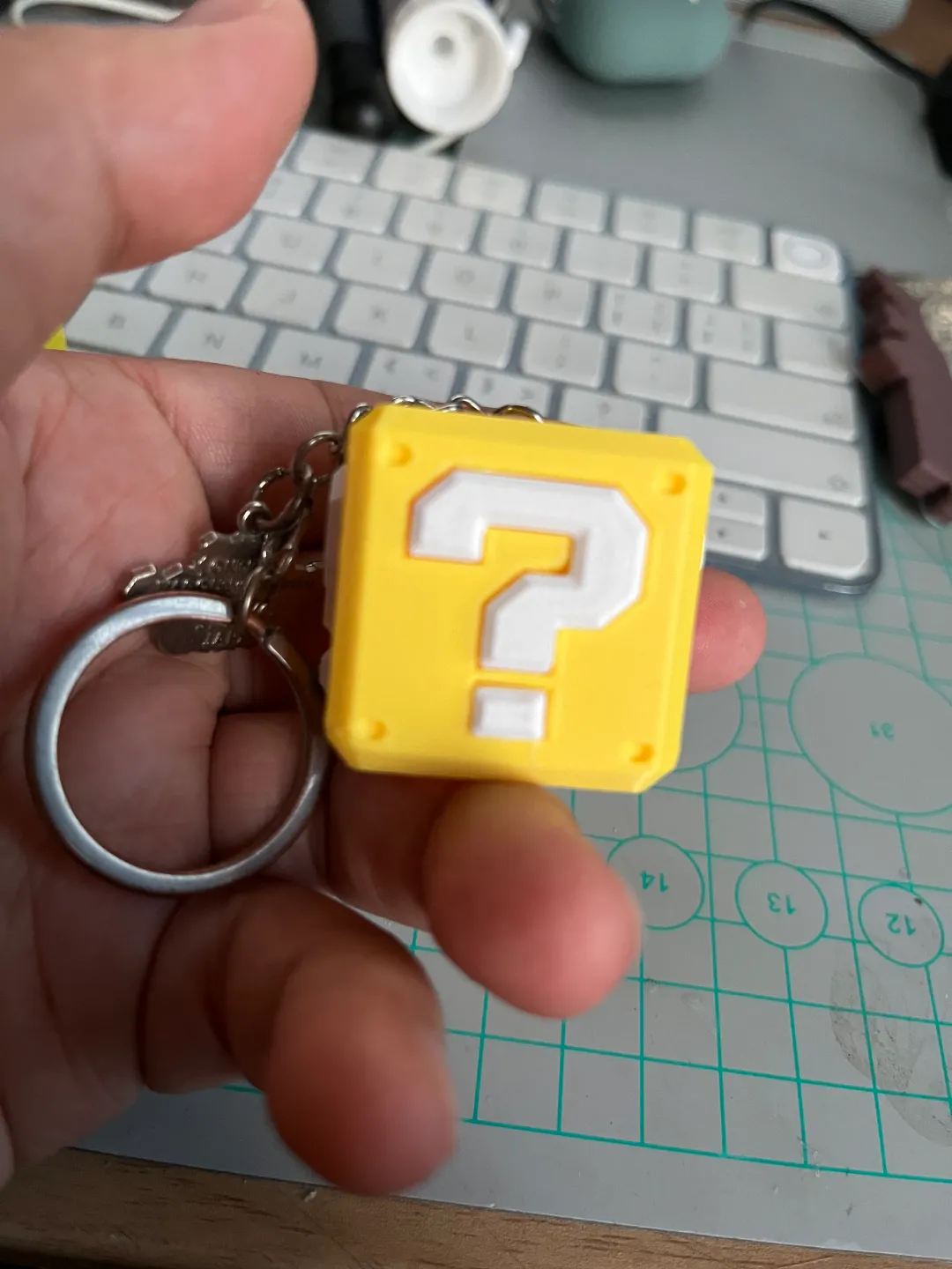 Super Mario question block keychain view 2