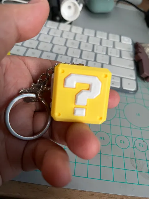 Super Mario question block keychain view 2