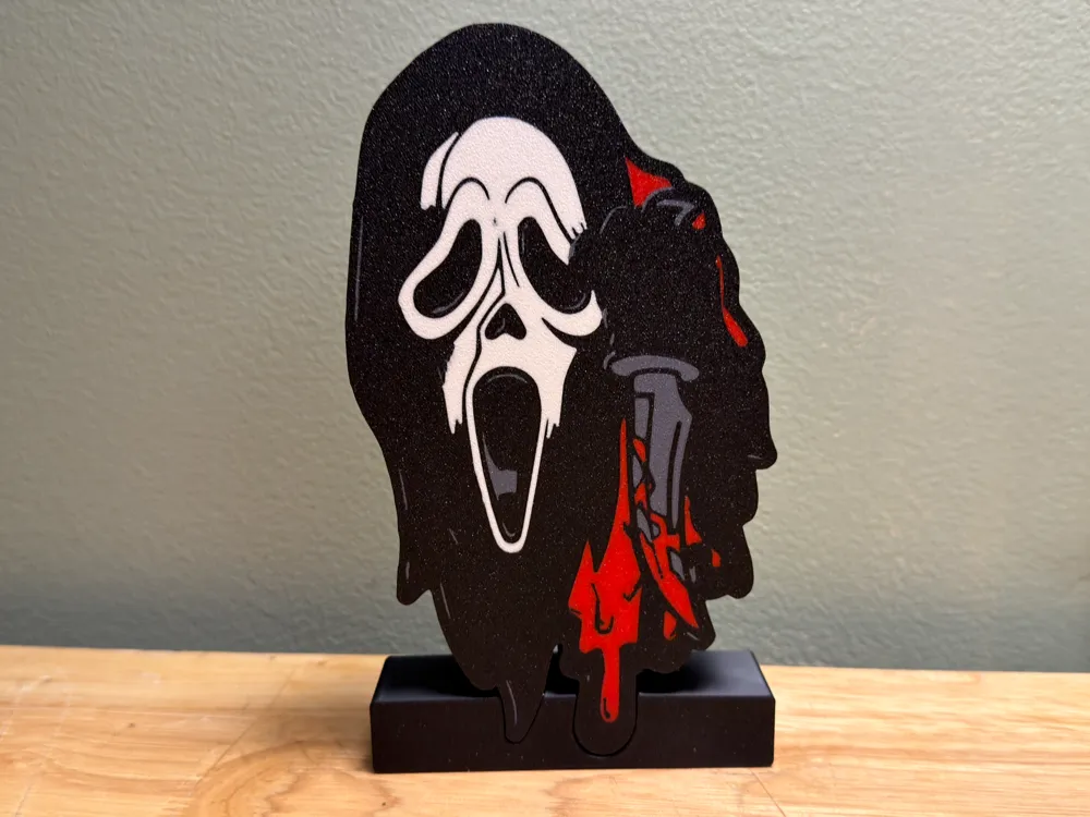 Accesorio de iluminación decorativa: Ghost Face Bloody Knife Lightbox Halloween Horror. Referencia del modelo original.