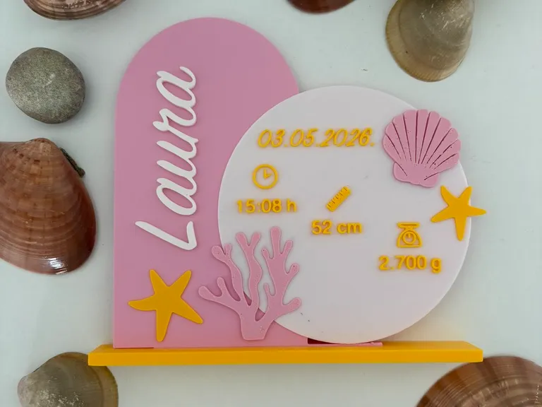 Baby Birth Plaque girly Ocean teamed