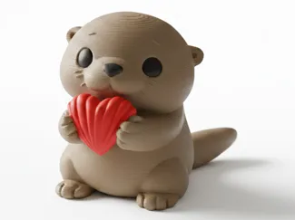 Valentine Otter Holding Heart Shell