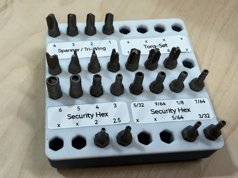 GridFinity 1/4" Hex Bit Holders 40x12 labels