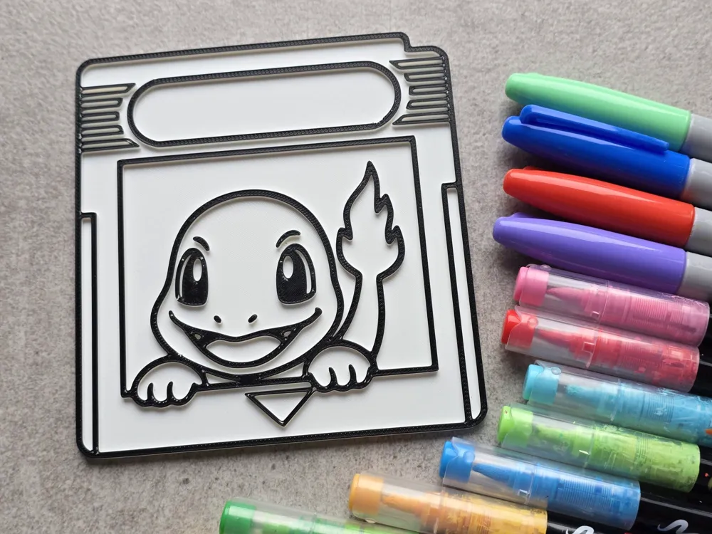Cute Charmander Gameboy Coloring Cartridge Craft - Free 3D Print Model ...