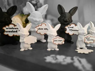 Easter Bunny with Replaceable Sign Insert