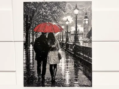 Red Umbrella London | Color Pop Romantic Cityscape